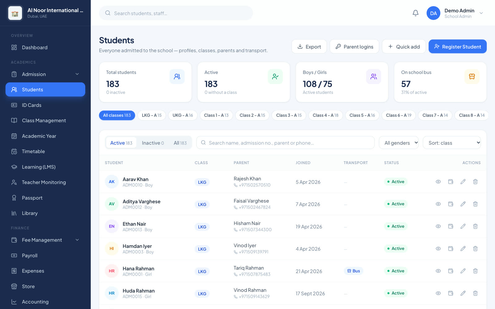Students screen, smaller preview